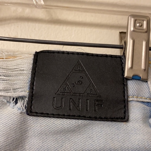 UNIF Light Wash Distressed Denied Shorts - Picture 5 of 6